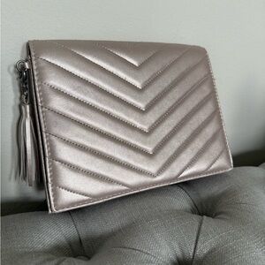 Neiman Marcus Metallic Chevron Clutch